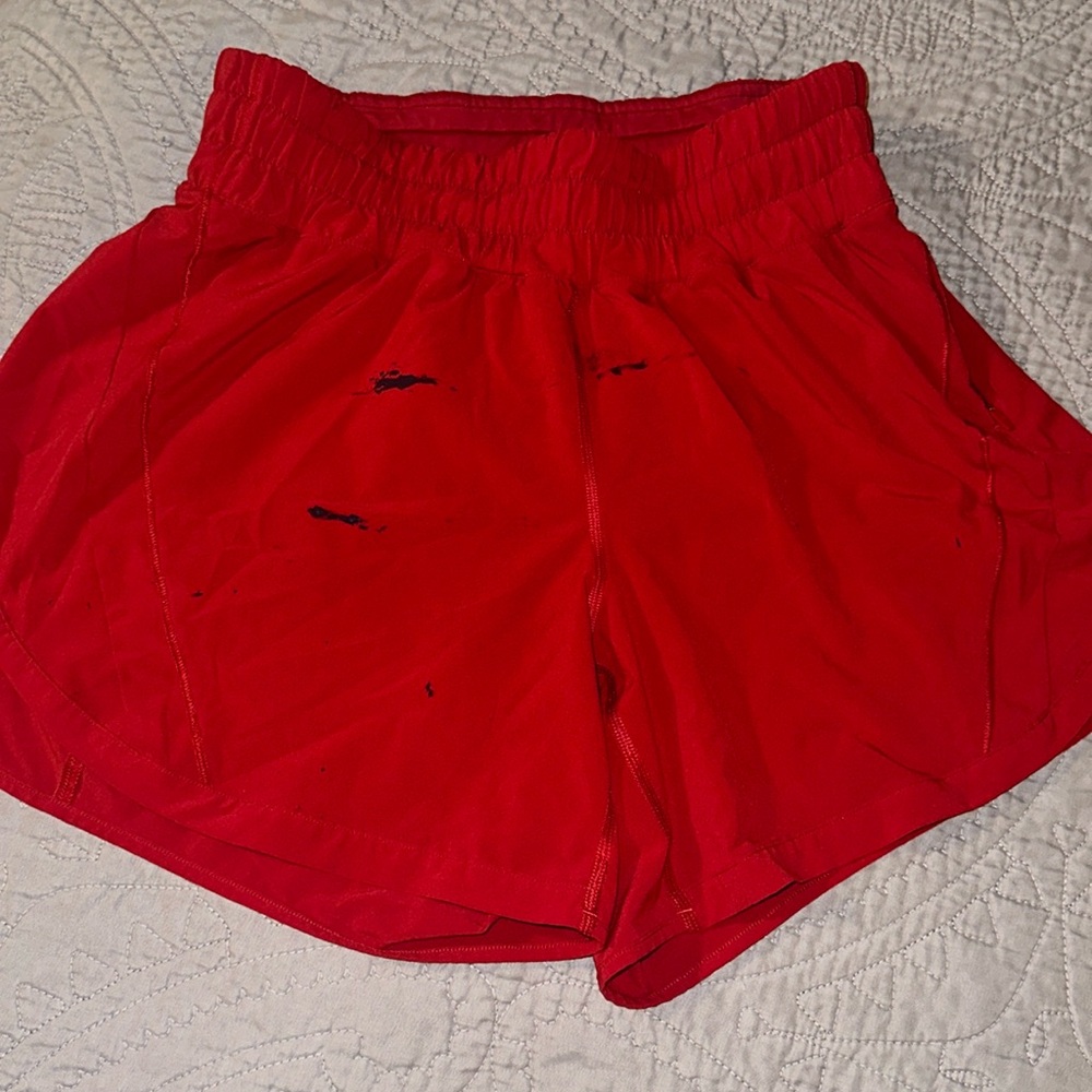 Lululemon shorts Size 4, worn and has paint stains on the front